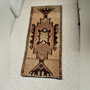Turkish Geometric Rug Small Wool 1 1/2 X 3’